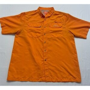 Habit Solar Factor 40+ men's orange outdoor‎ short sleeve button up shirt sz. LG